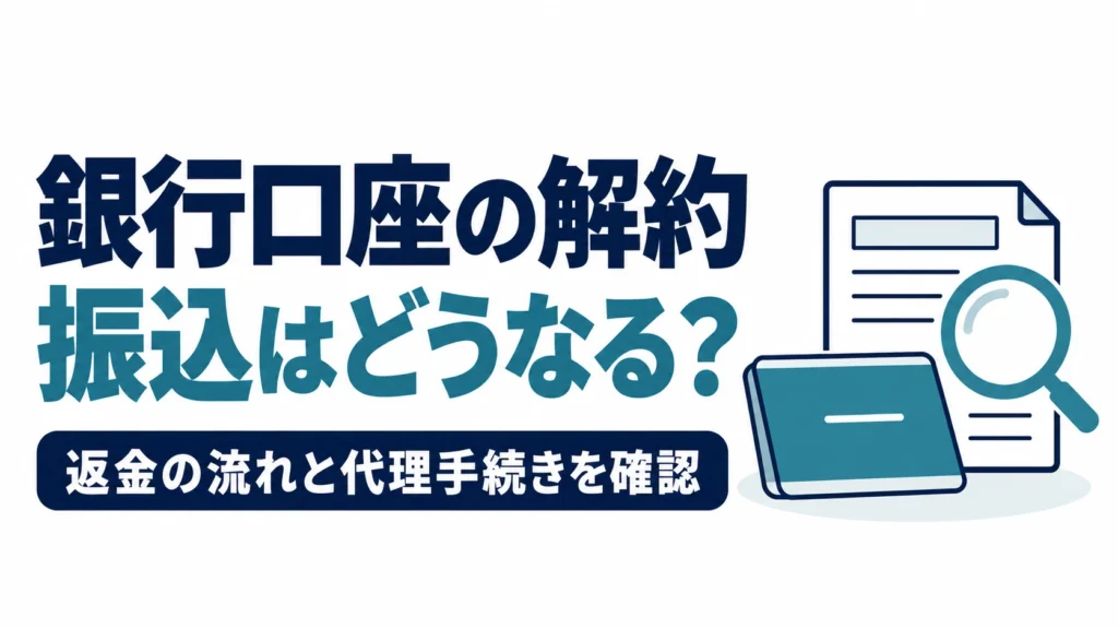 銀行口座を解約した後の振込について、返金の流れと代理手続きを確認する図