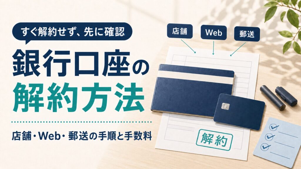 使わない銀行口座の解約手順を解説するイラスト