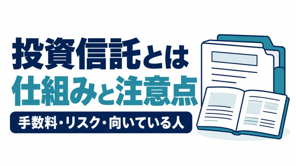投資信託の仕組みと注意点として、手数料・リスク・向いている人を示す図