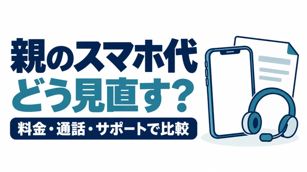 親のスマホ代を、料金・通話・サポートで比較して見直す図