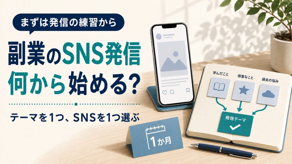 副業のためのSNSの始め方を解説するイラスト