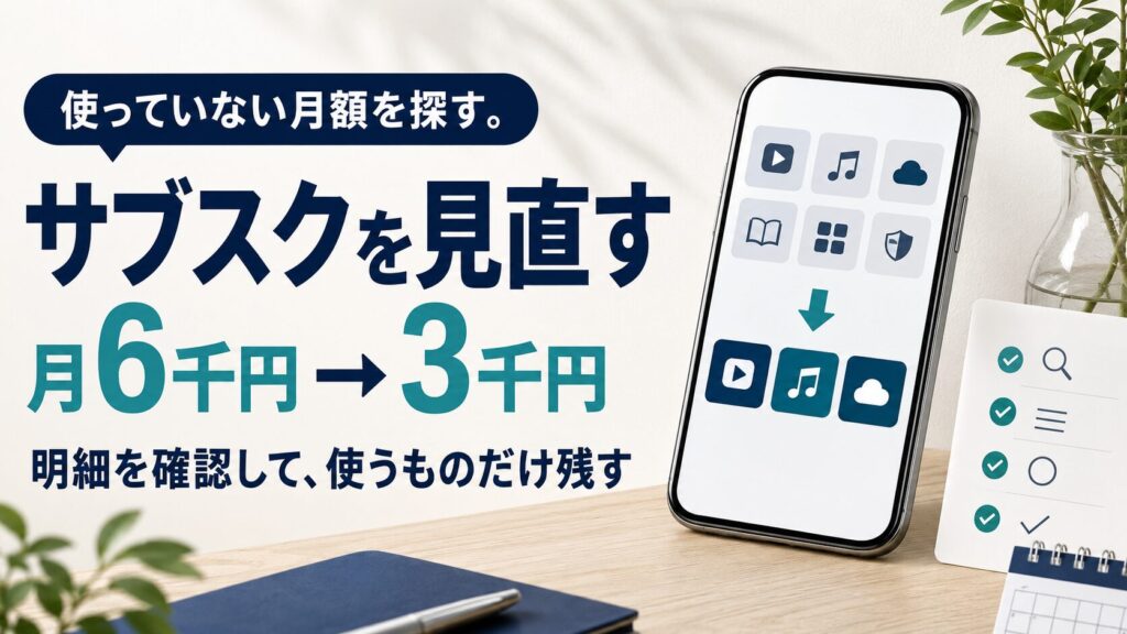 使っていないサブスク（月額サービス）を見直すイラスト