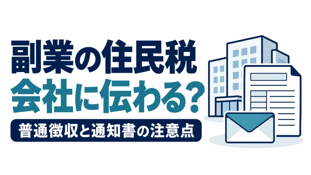 副業の住民税が会社に伝わるか、普通徴収と通知書の注意点を確認する図
