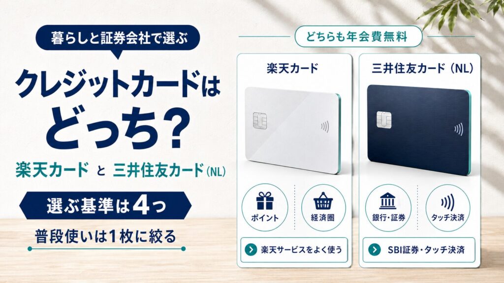 楽天カードと三井住友カード（NL）の比較（選ぶ基準4つ）のイラスト