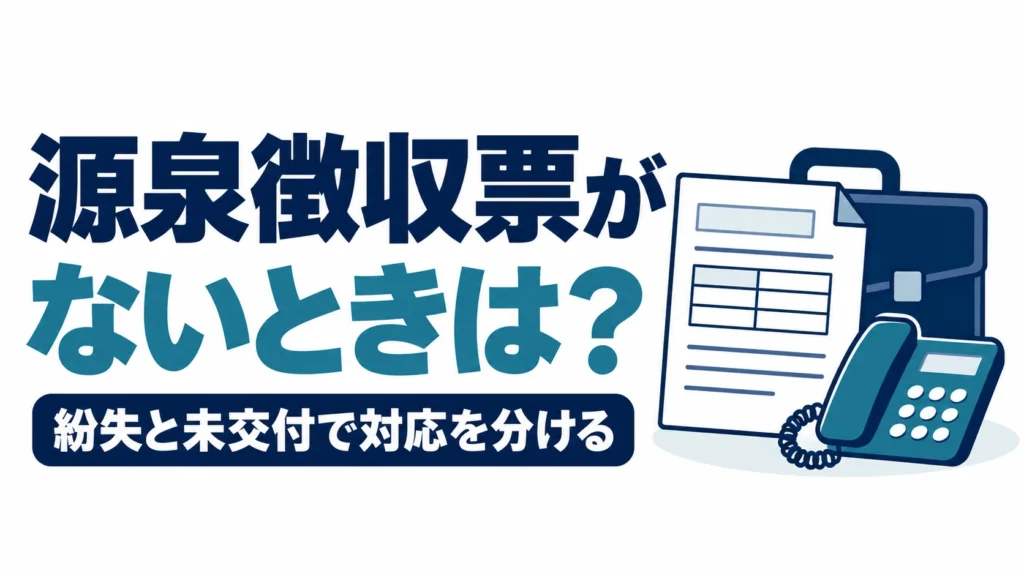 源泉徴収票がないときに、紛失と未交付を分けて対応を確認する図