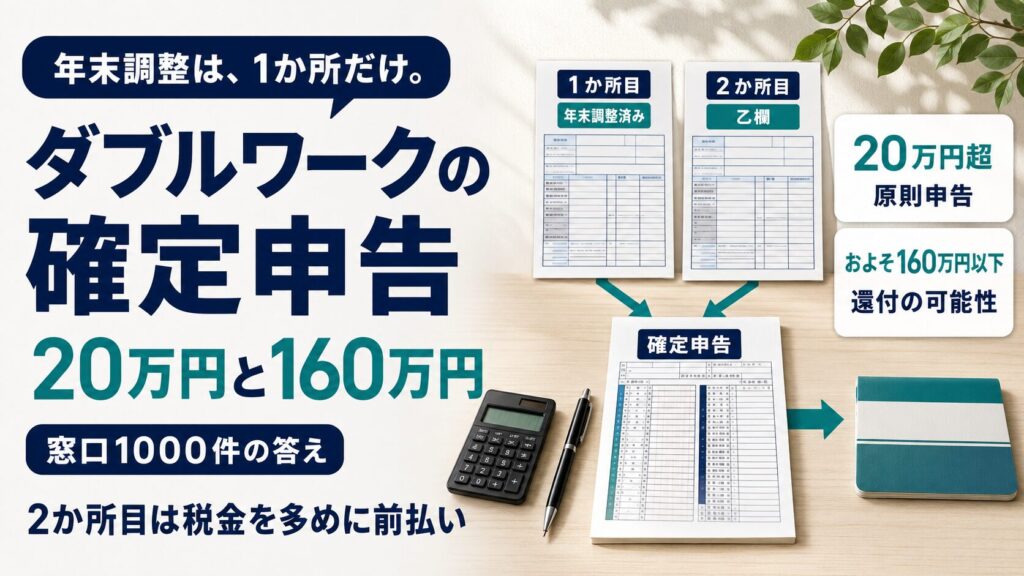 ダブルワークの確定申告はいくらから必要か。受付1000件超の元税務担当が整理した記事のアイキャッチ