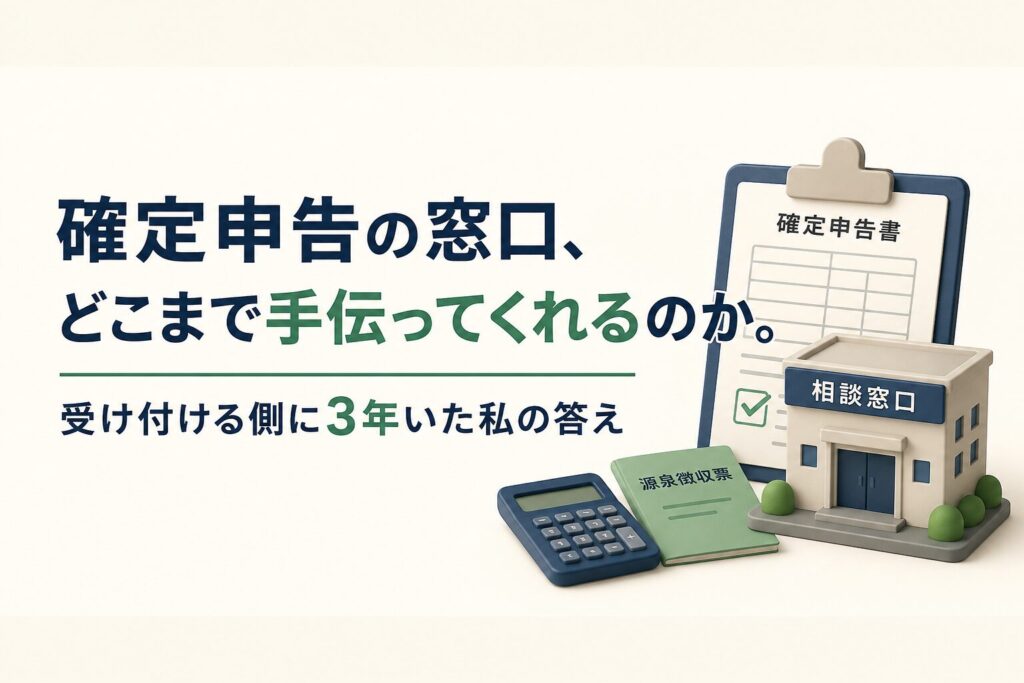 確定申告の窓口はどこまで手伝ってくれるか。受け付ける側に3年いた元職員が書く記事のアイキャッチ