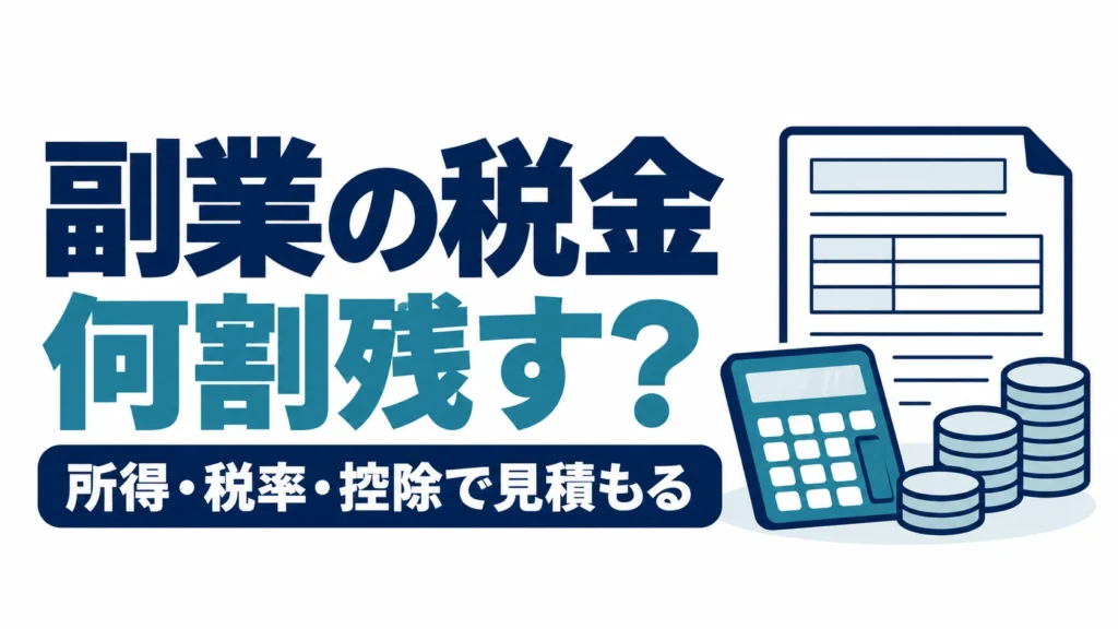 副業の税金として何割残すか、所得・税率・控除から見積もる図