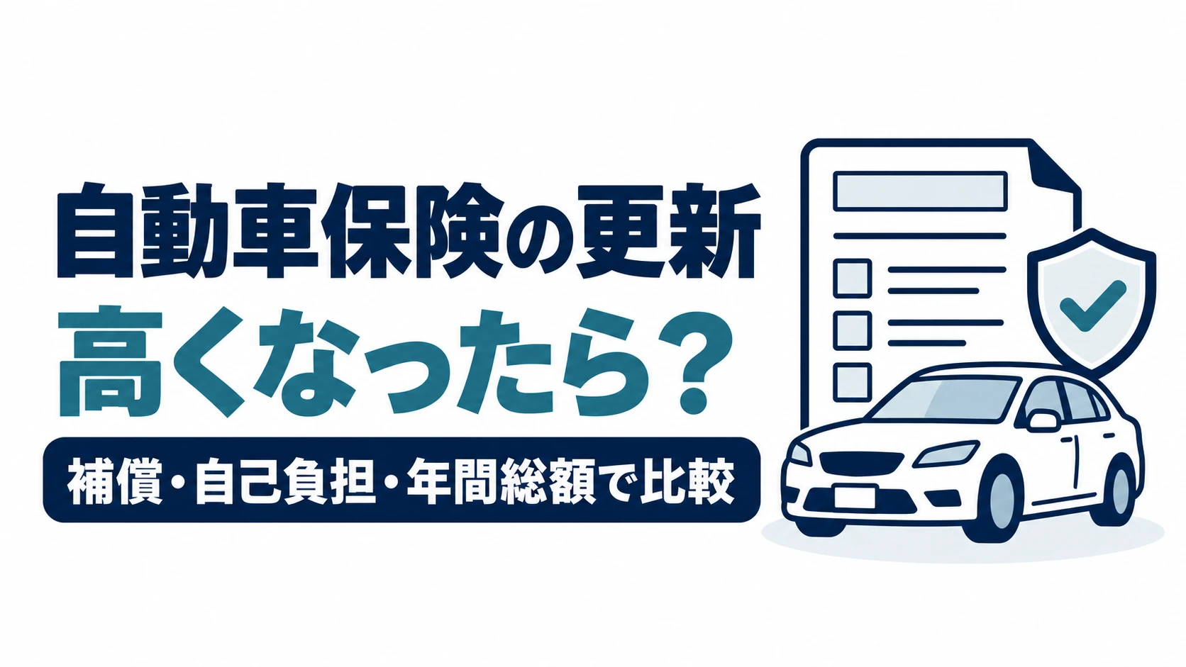 自動車保険の更新で高くなったときに、補償・自己負担・年間総額を比較する図